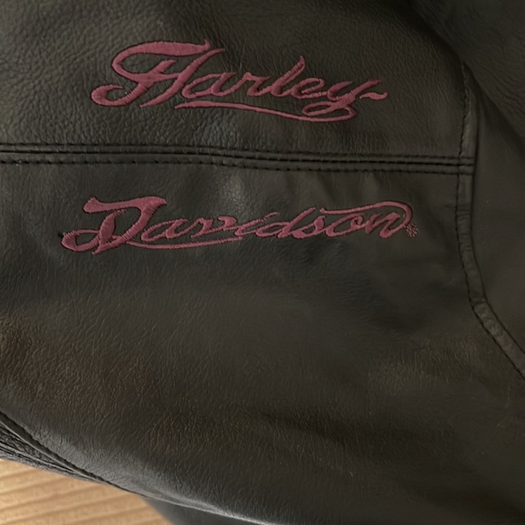 Harley Davidson leathers ( jacket and chaps). Black and purple. Size S. - Picture 7 of 8